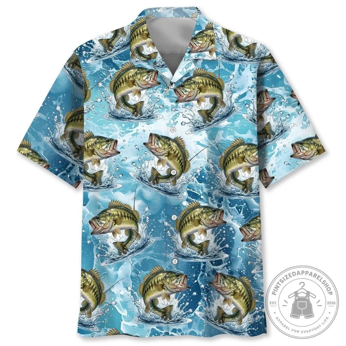 TJ Bass Fishing Hawaiian Shirt for Men, Dynamic Largemouth Bass Design