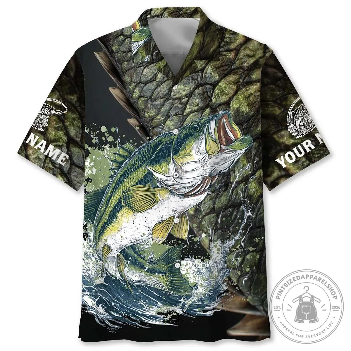TJ Bass Fishing Team Graphic Art Hawaiian Shirt