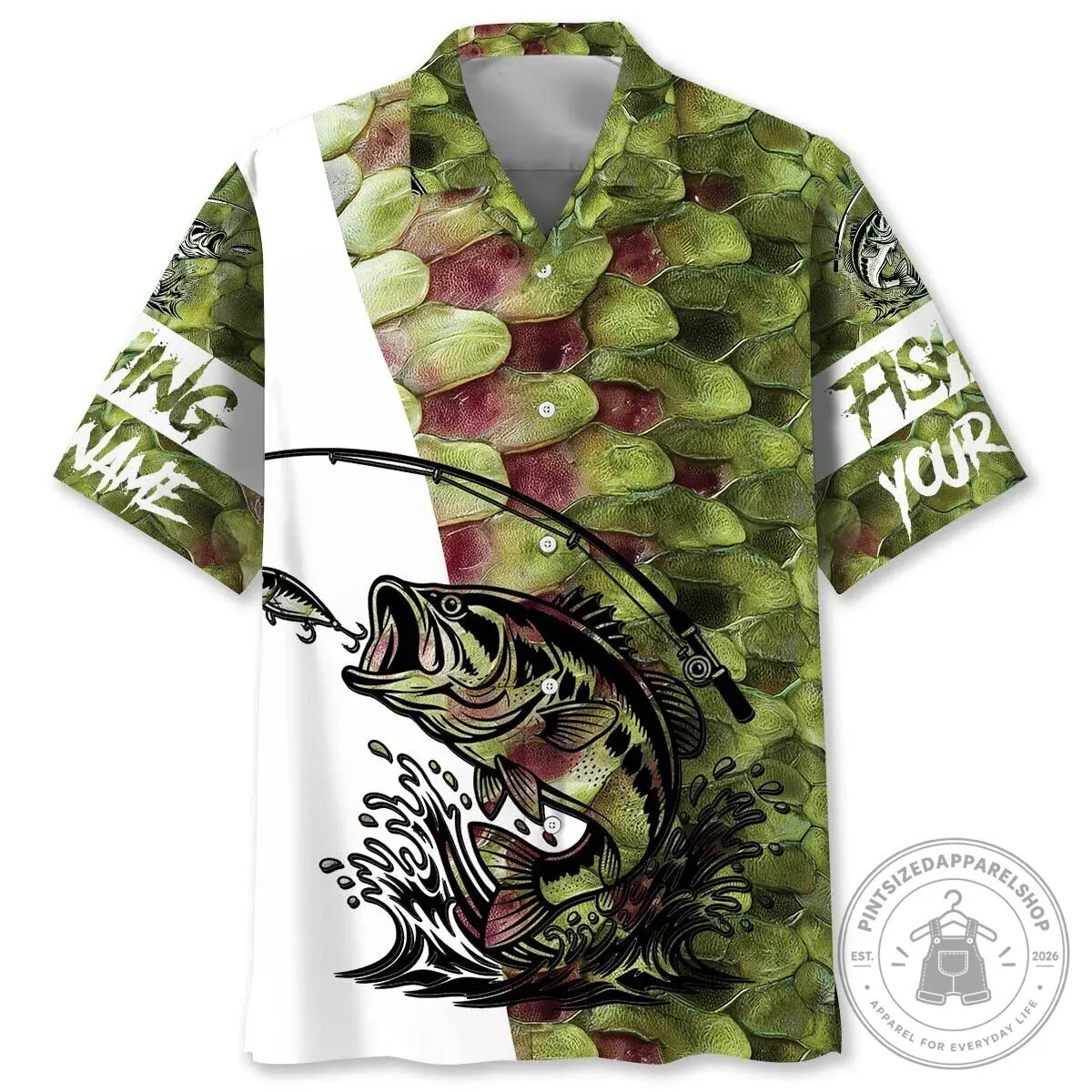 TJ Bass Fishing Green Scales Hawaiian Shirt