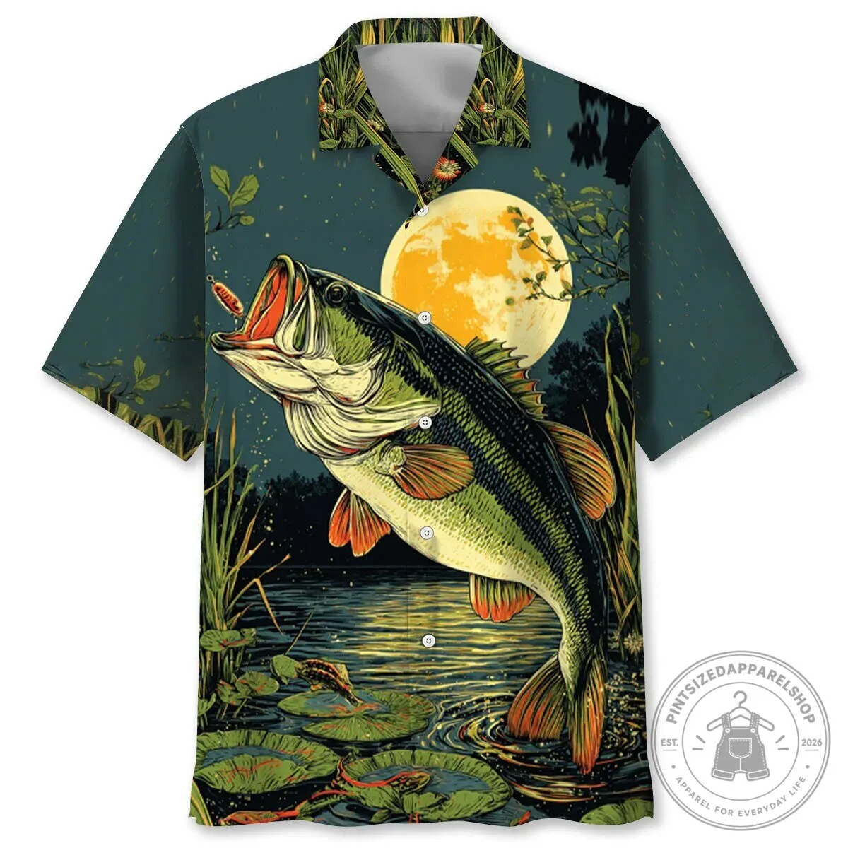 TJ Bass Largemouth Bass Fishing Hawaiian Shirt for Men