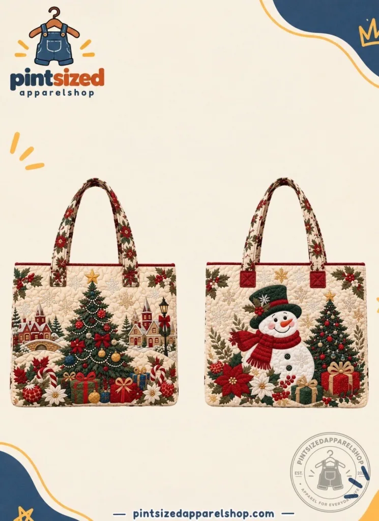 "Charming Snowman Christmas Handbag: Quilted Grandpa Design Tote for 2026" 1 Quilted Grandpa Design Snowman Christmas Handbag Tote 2026