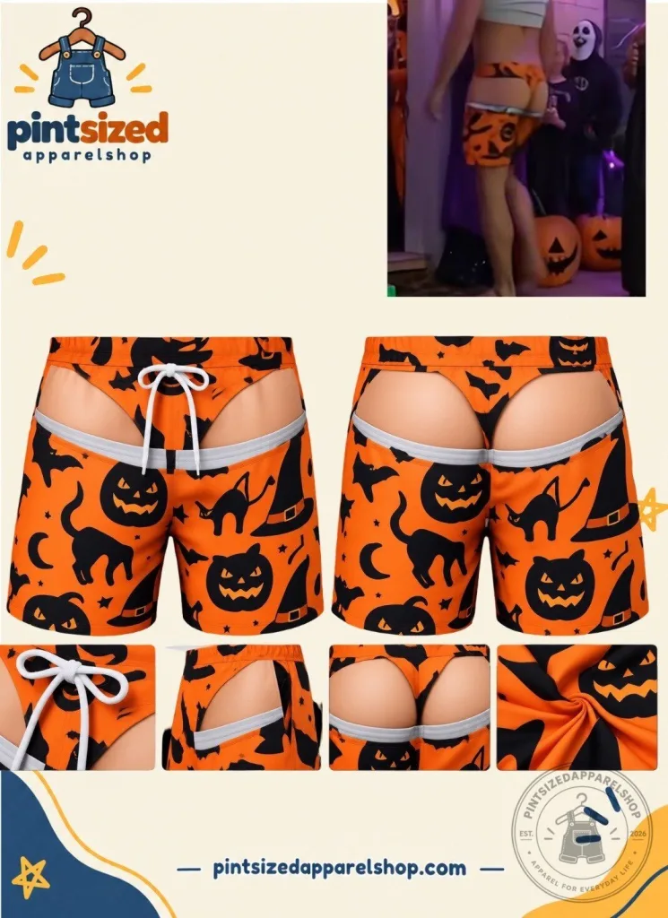 "Get Noticed: Hilarious 3D Pumpkin Butt Swim Trunks for Halloween!" 5 Funny 3D Prank Spooky Butt Swim Papa Trunks – Halloween Pumpkin Shorts