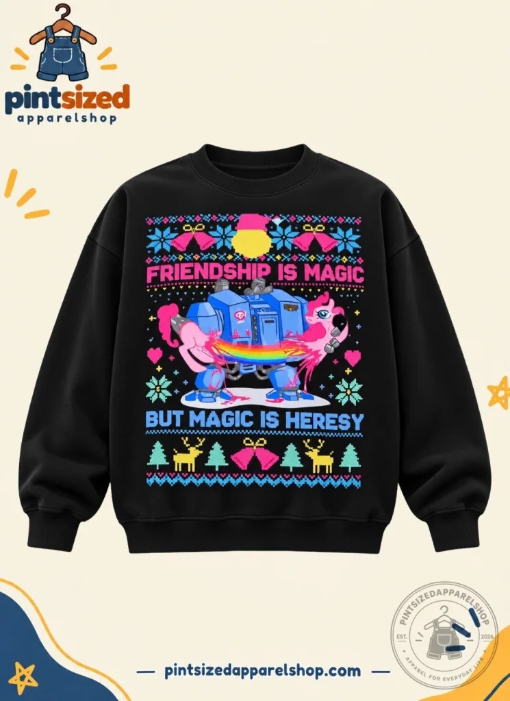 "Funny Friendship Is Magic Ugly Christmas Sweater: Perfect Holiday Gift" 9 Funny Friendship Is Magic But Magic Is Heresy Ugly Christmas Sweater