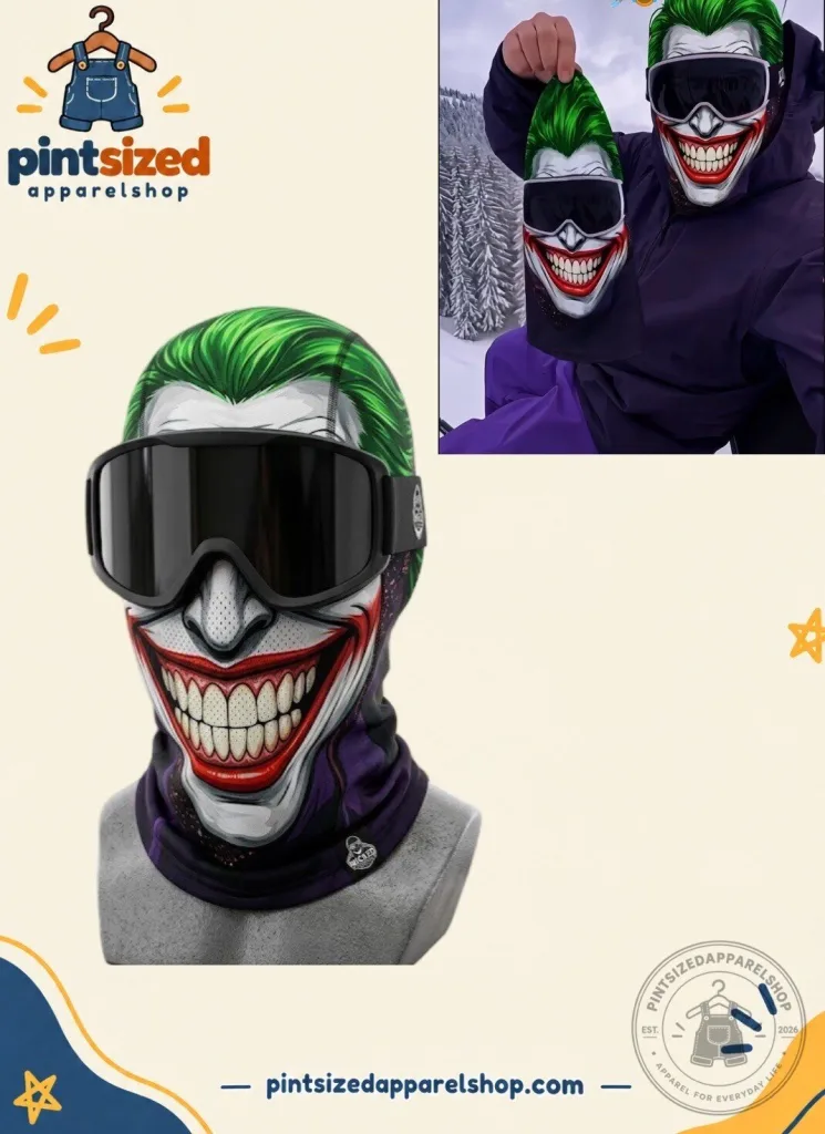 "Get Noticed: Funny Joker Smile Balaclava Ski Mask for Winter" 19 Funny Wicked Grins Joker Smile Balaclava Ski Mask