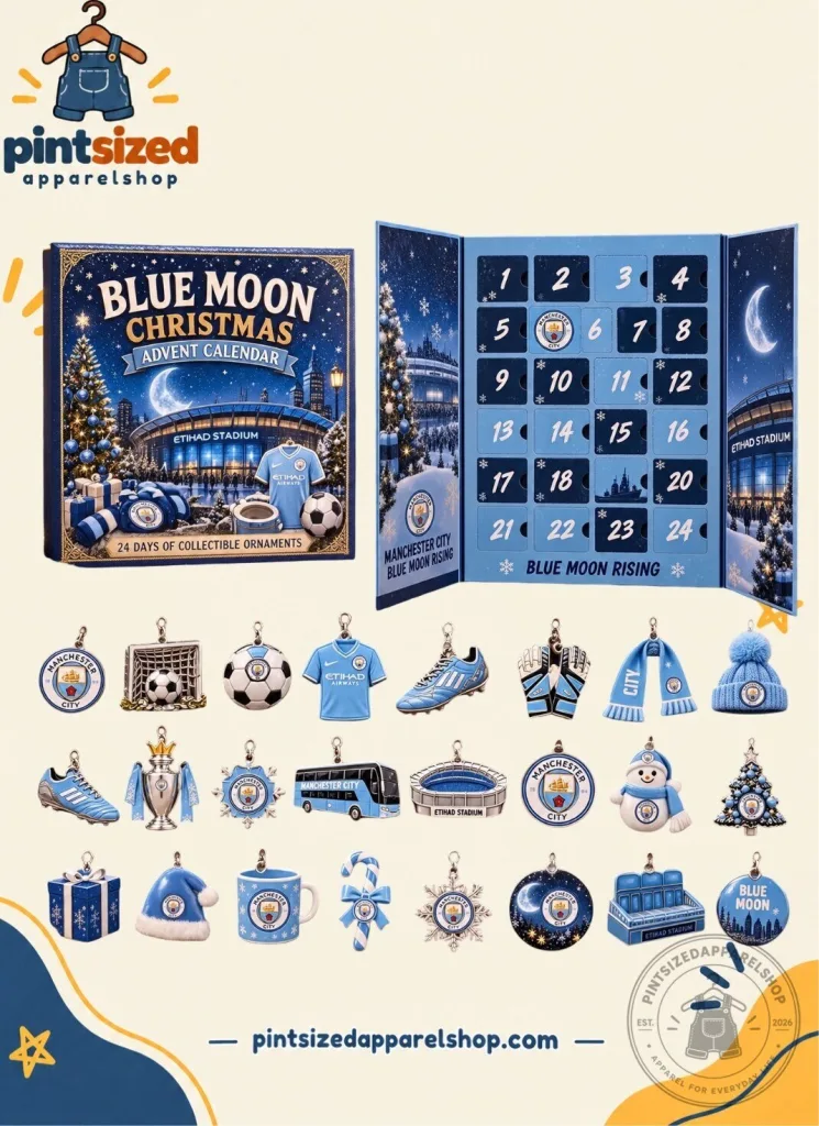 "Celebrate Christmas with Manchester United's Blue Moon Advent Calendar" 15 Blue Moon Christmas Advent Calendar - Manchester United 24 Days Collectible Ornaments