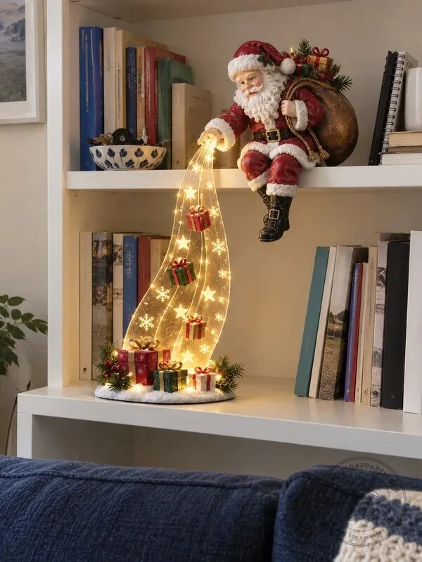 NOOKORA Santa Claus Bookshelf Nook Cascading Solar Light for Cozy Christmas Homes 9 NOOKORA Santa Claus Bookshelf Nook Cascading Solar Light for Cozy Christmas Homes