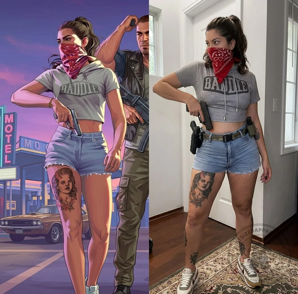 GTA 6 Lucia BADDIE Cropped Short Sleeve Hoodie 9 GTA 6 Lucia BADDIE Cropped Short Sleeve Hoodie