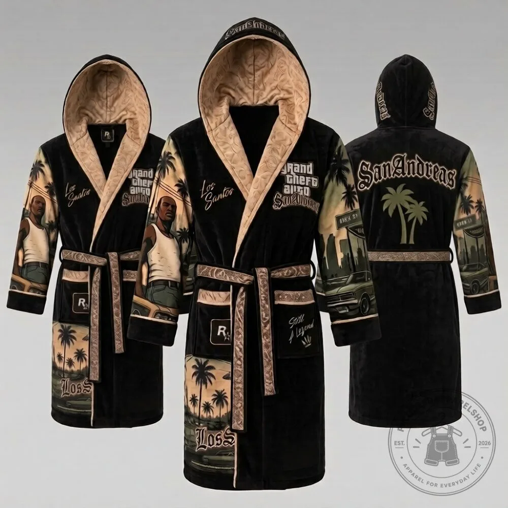 GTA 6 Grand Theft Auto VI San Andreas Hooded Bathrobe | Gaming Gift