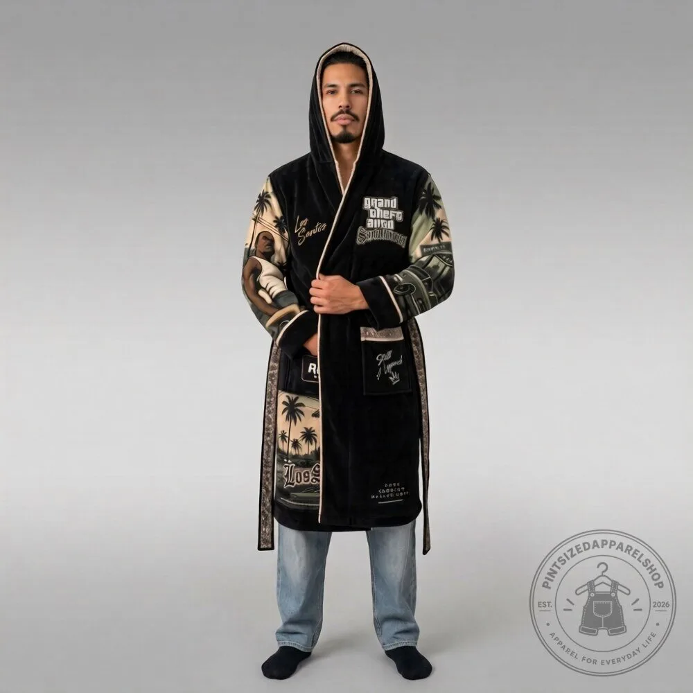 GTA 6 Grand Theft Auto VI San Andreas Hooded Bathrobe | Gaming Gift 9 GTA 6 Grand Theft Auto VI San Andreas Hooded Bathrobe | Gaming Gift