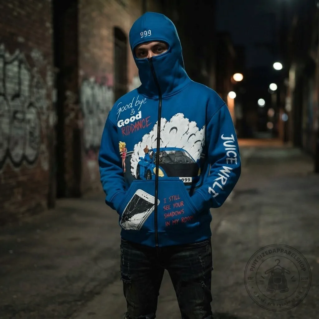 Juice WRLD 999 Blue Balaclava Graphic Zip-Up Hoodie 10 Juice WRLD 999 Blue Balaclava Graphic Zip-Up Hoodie