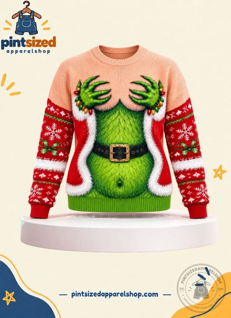 Funny Boobs Naughty Grinch Santa Claus Christmas Ugly Sweater