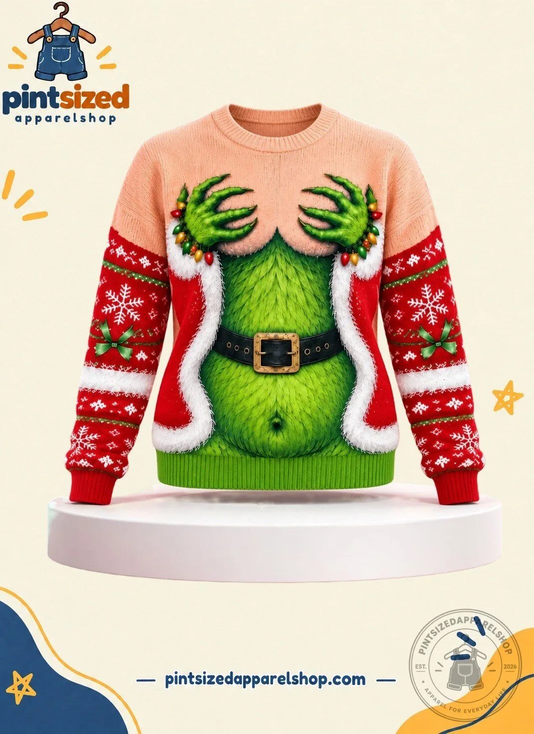 Funny Boobs Naughty Grinch Santa Claus Christmas Ugly Sweater