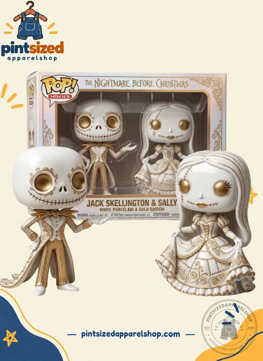 Funko Pop! The Nightmare Before Christmas Jack Skellington & Sally (White Porcelain & Gold Edition) Limited Edition 2026