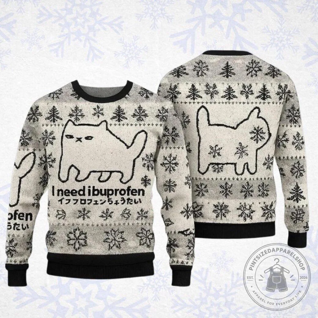 I Need Ibuprofen Cat Ugly Christmas Sweater 2026 8 I Need Ibuprofen Cat Ugly Christmas Sweater 2026