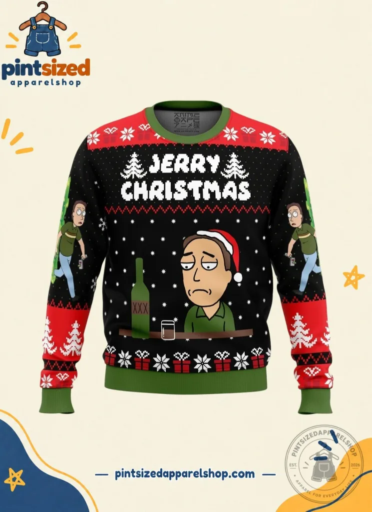 "Rick and Morty Jerry Christmas Sweater: Perfect Festive Gift for Fans" 9 Rick and Morty "Jerry Christmas" Ugly Christmas Sweater Festive Gift for Fans