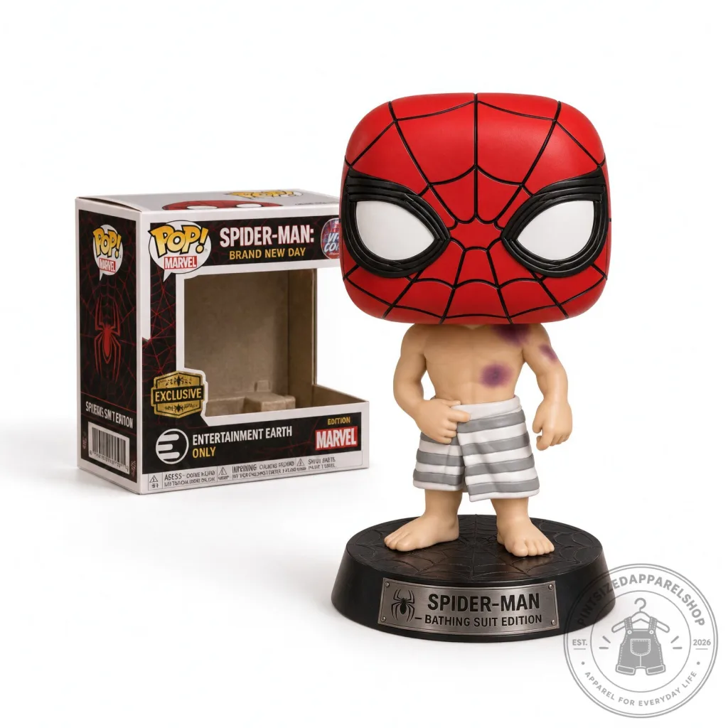 Funko Pop! Spider-Man Brand New Day in Bathing Suit Pool Scene Mask and Striped Boxer Shorts Special Edition 2026 Funko Pop! Spider-Man: Brand New Day in Bathing Suit Pool Scene Mask and Striped Boxer Shorts Special Edition 2026