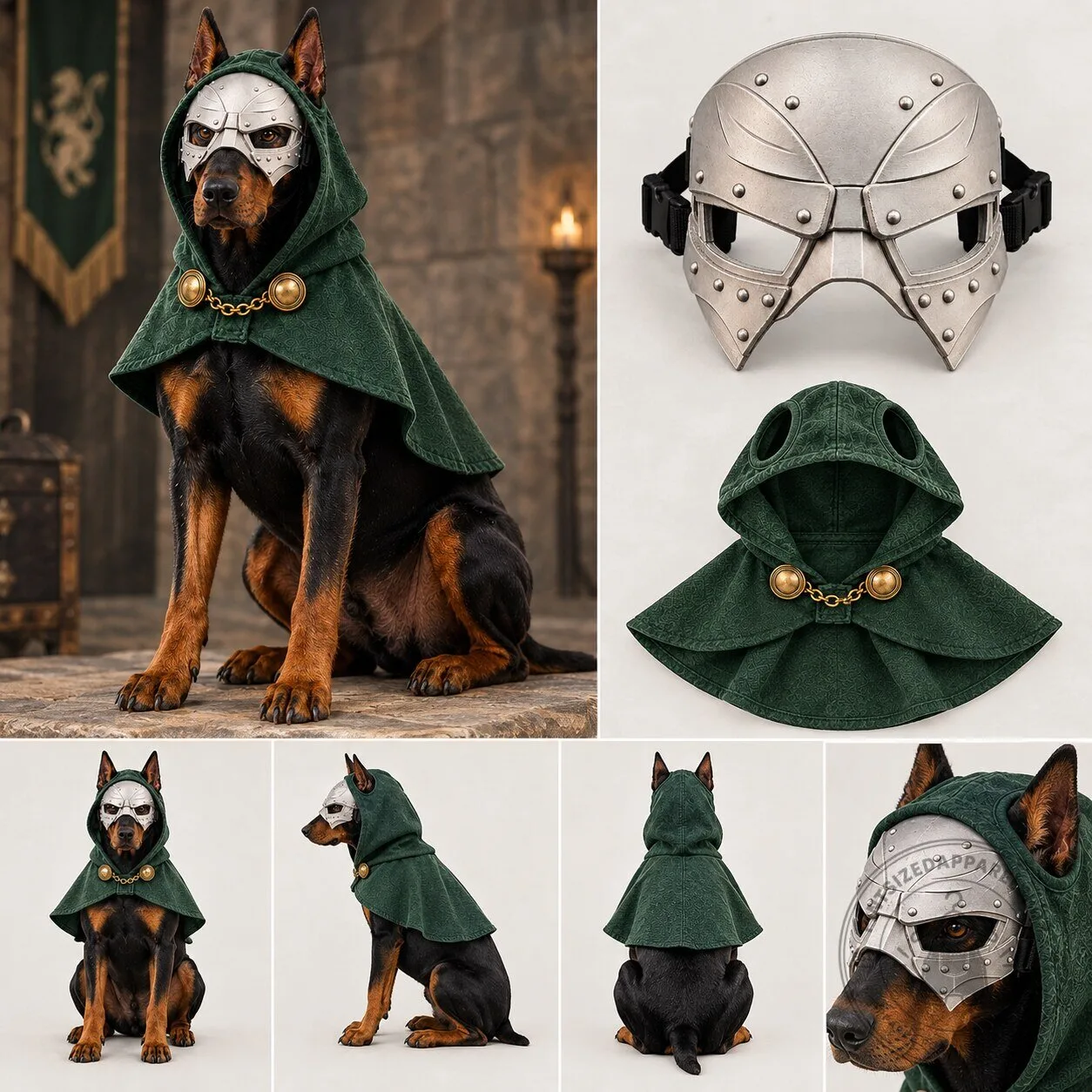Marvel Doctor Doom Pet Costume – Silver Helmet & Green Hooded Cape